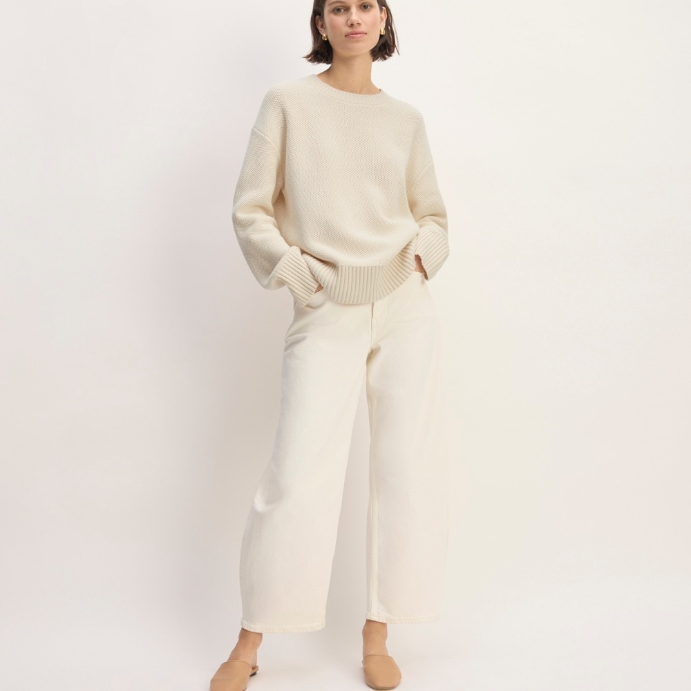 Everlane cotton honeycomb square crew in canvas